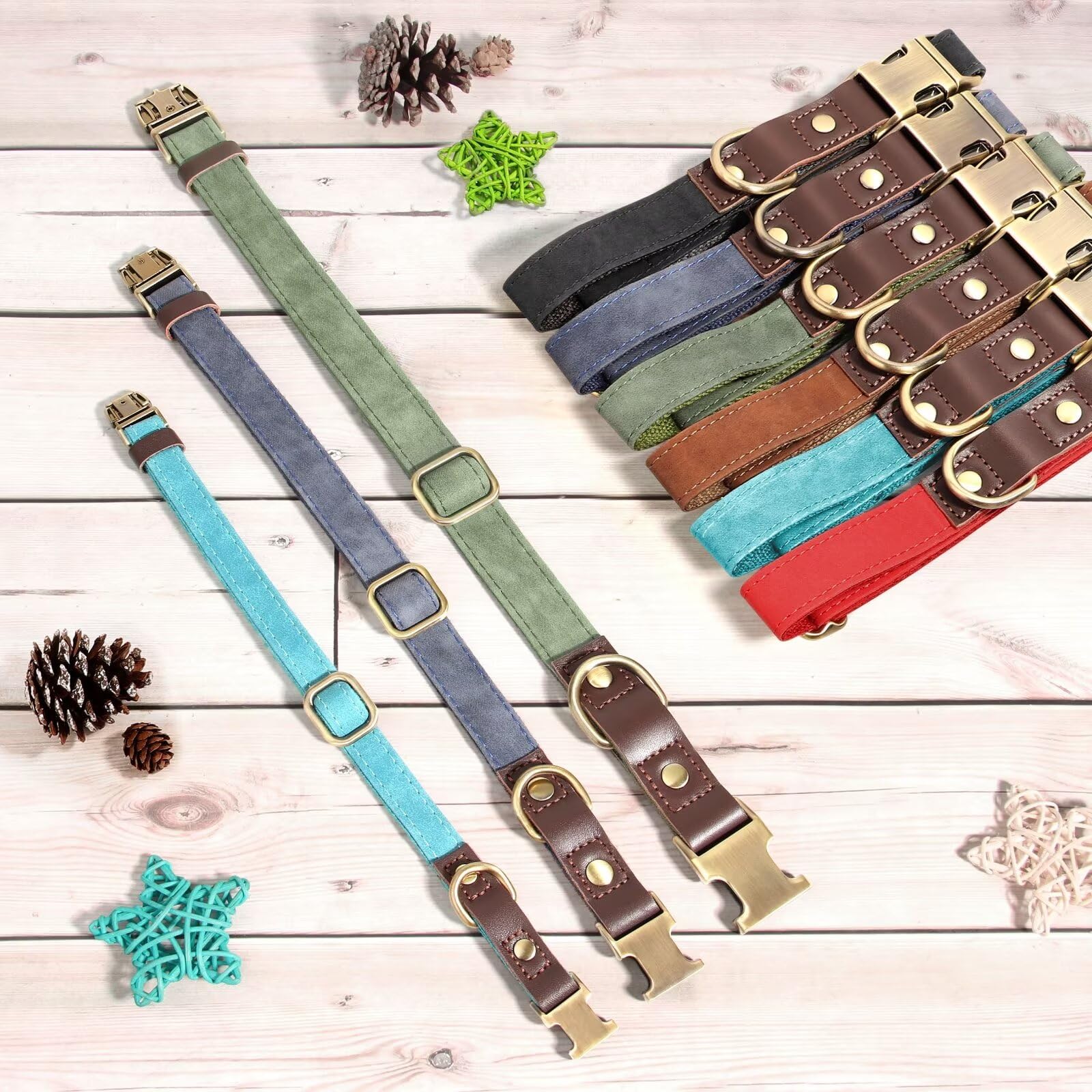 Didog Soft Padded Leather Dog Collar For Large Dogs, Classic Heavy Duty Dog Collars Adjustable With Quick Release Metal Buckle,B